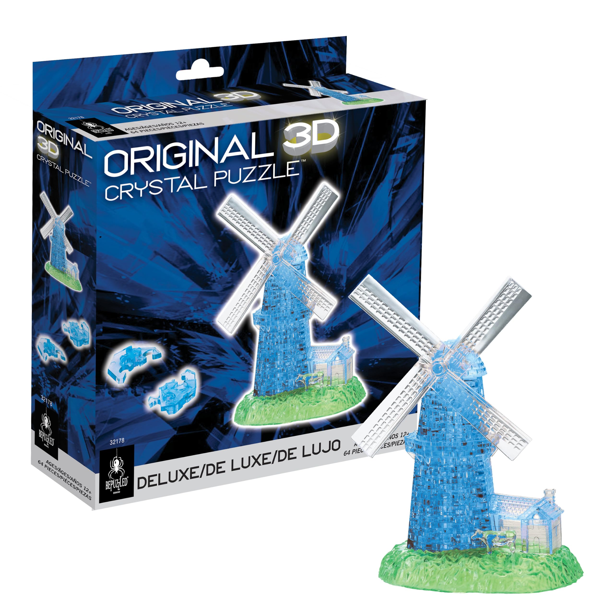 Amazon.com: Blue Windmill Crystal 3D Puzzle Deluxe, 40-Pc Brain