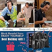 Vista 6 de PROHEAR 033 - Auriculares con radio AM/FM Bluetooth 5.4 - Batería recargable USB C de 2000mAh - Auriculares con radio para protección auditiva