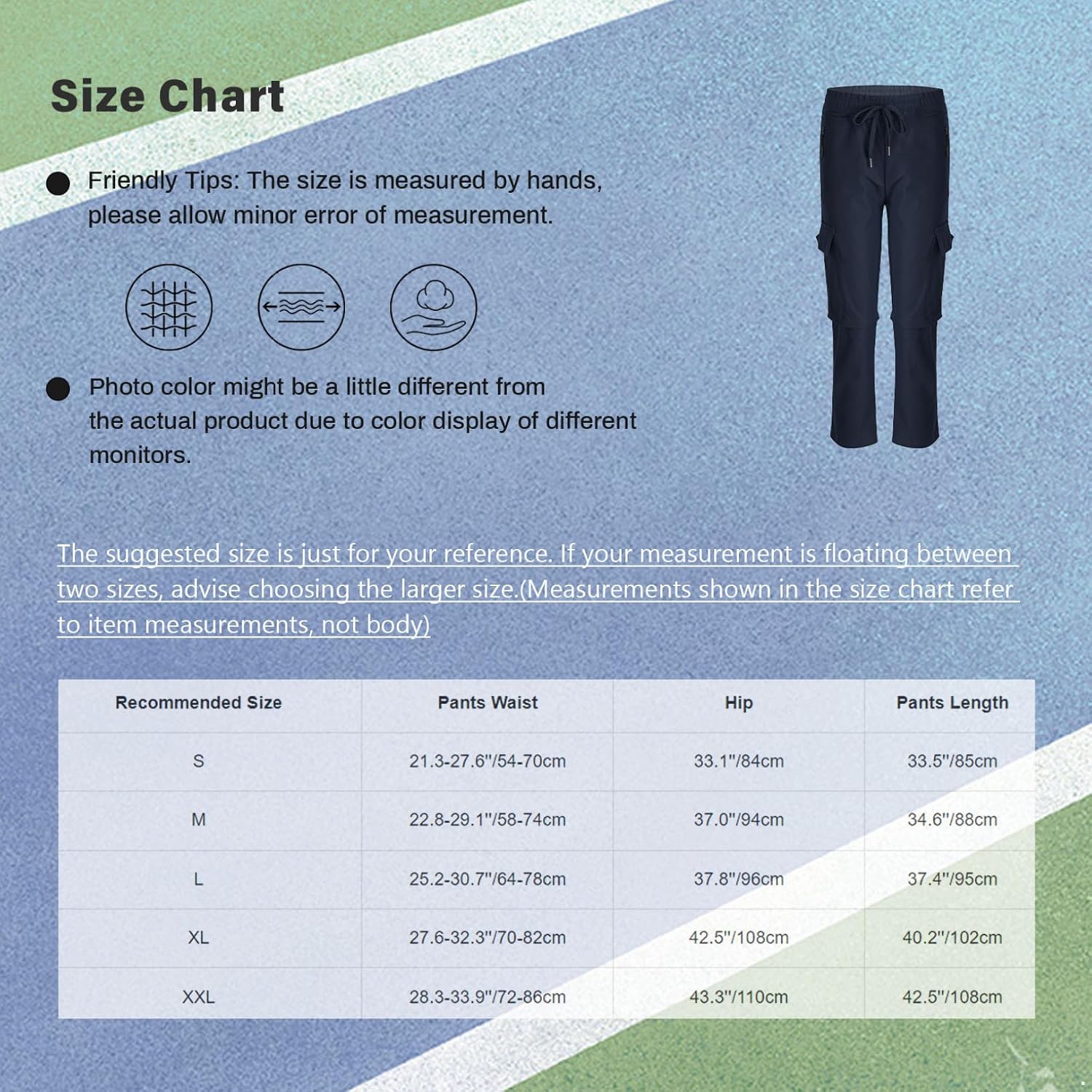 Hularka Men Cargo Pants Converts to Shorts Zip Off Trousers Water-Resistant Sweatpants for Outdoor