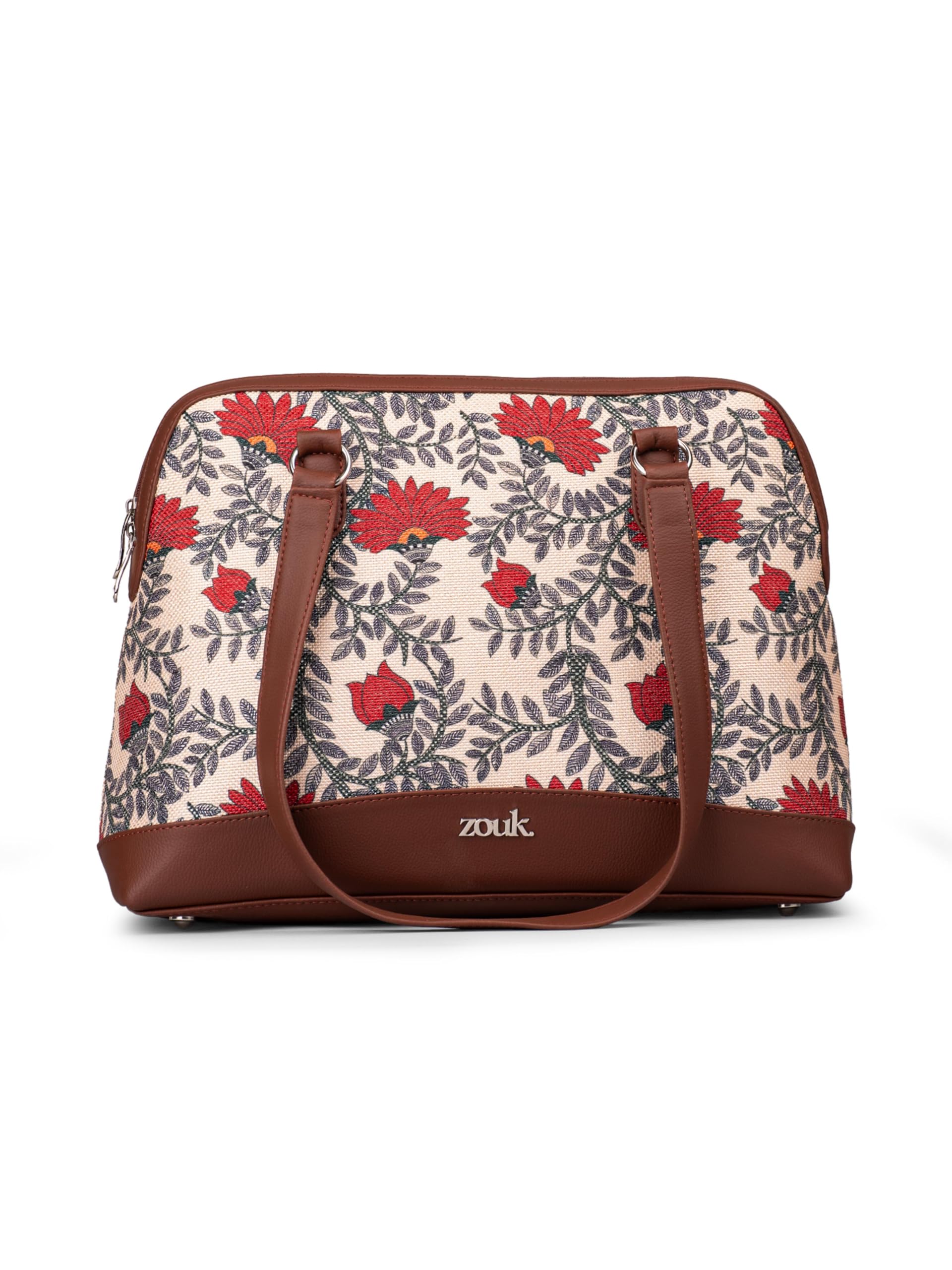 Carry All Work Bag | Jute | Vegan Leather Handcrafted Women's Shoulder Bag with Double Handles-image-17