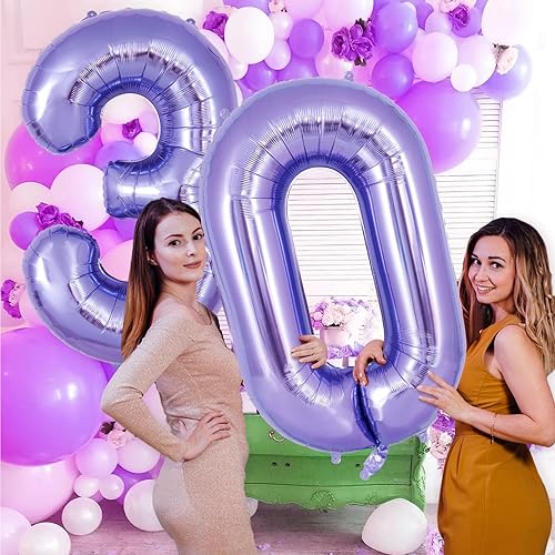 Miniatura 5 de Globo morado del número 3 de 40 pulgadas, globos grandes de aluminio con número de helio, globos gigantes de Mylar número 3 para cumpleaños de 3