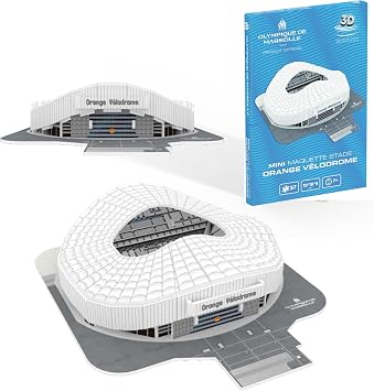 Megableu - Olympique de Marseille 3D Puzzle - Orange Velodrome Stadium - 70 Numbered Pieces - Integrated LED - Model Without Glue - Ages 7 and Above - Manual Football Activity - Official Version