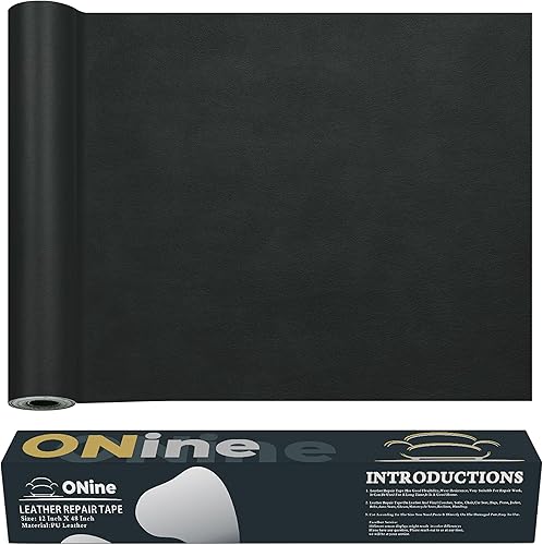 Miniatura 82 de ONine - Cinta de reparación de piel, parche para reparación de piel autoadhesivo de 12 x 48 pulgadas, impermeable, resistente al desgaste, para Negro