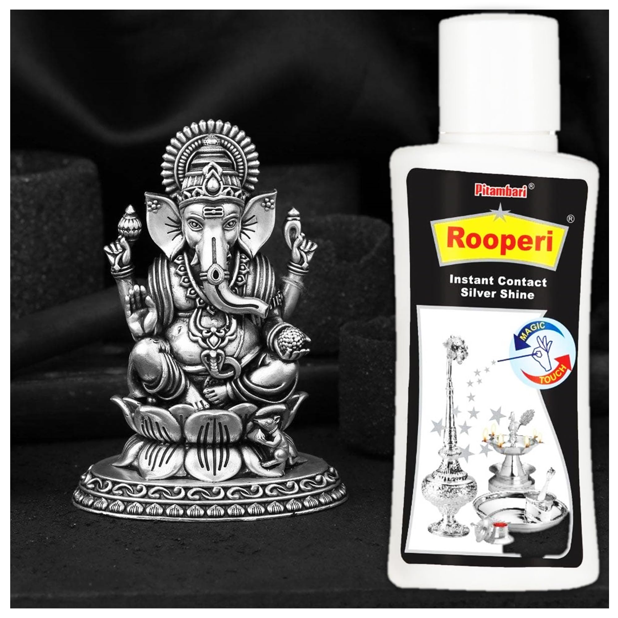 Pitambari Rooperi Instant Cleaner Silver Metal Shine Magic Touch, 50ml||Rooperi Pitambari Silver Shine Cleaner Instant Solution 50ml Liquid Magic Touch 1510 (B0CFQBJ145) Amazon Price History, Amazon Price Tracker