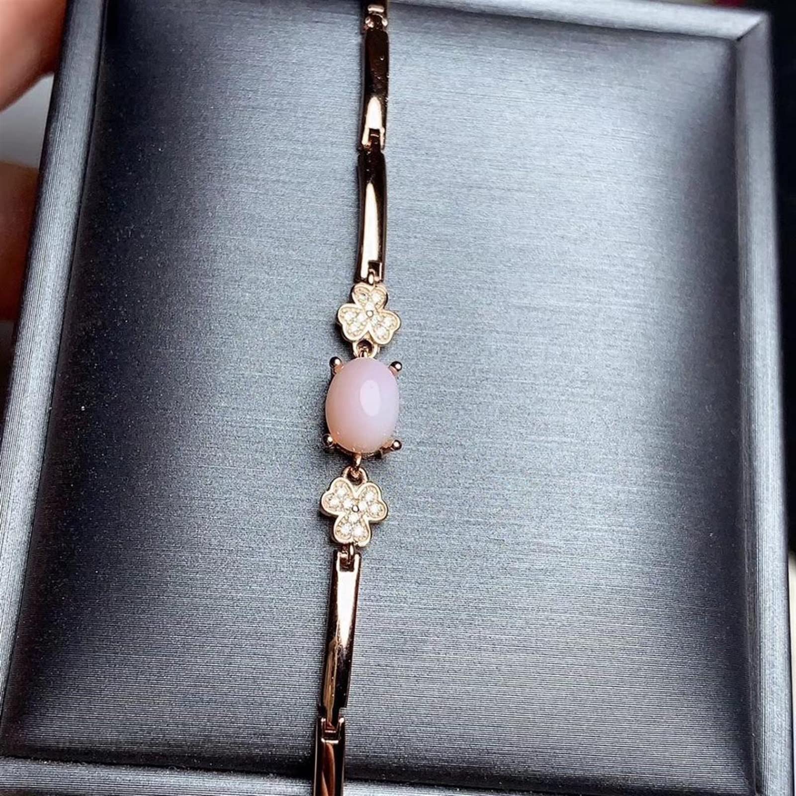 Opale rose 925 bague en argent massif de qualité supérieure