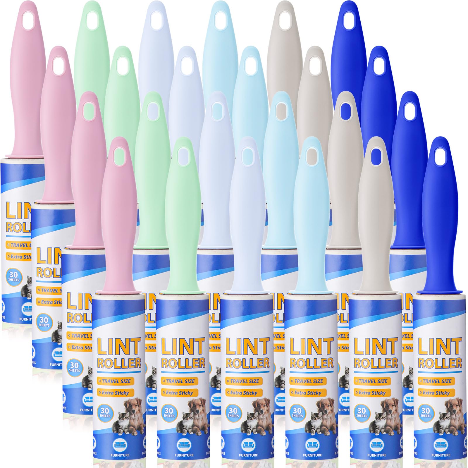 Hushee 24 Pack Bulk Mini Lint Roller for Travel 720 Sheets 6'' Small Lint Removers Portable Lint Roller Travel Size Removers Sticky Removing Tool for