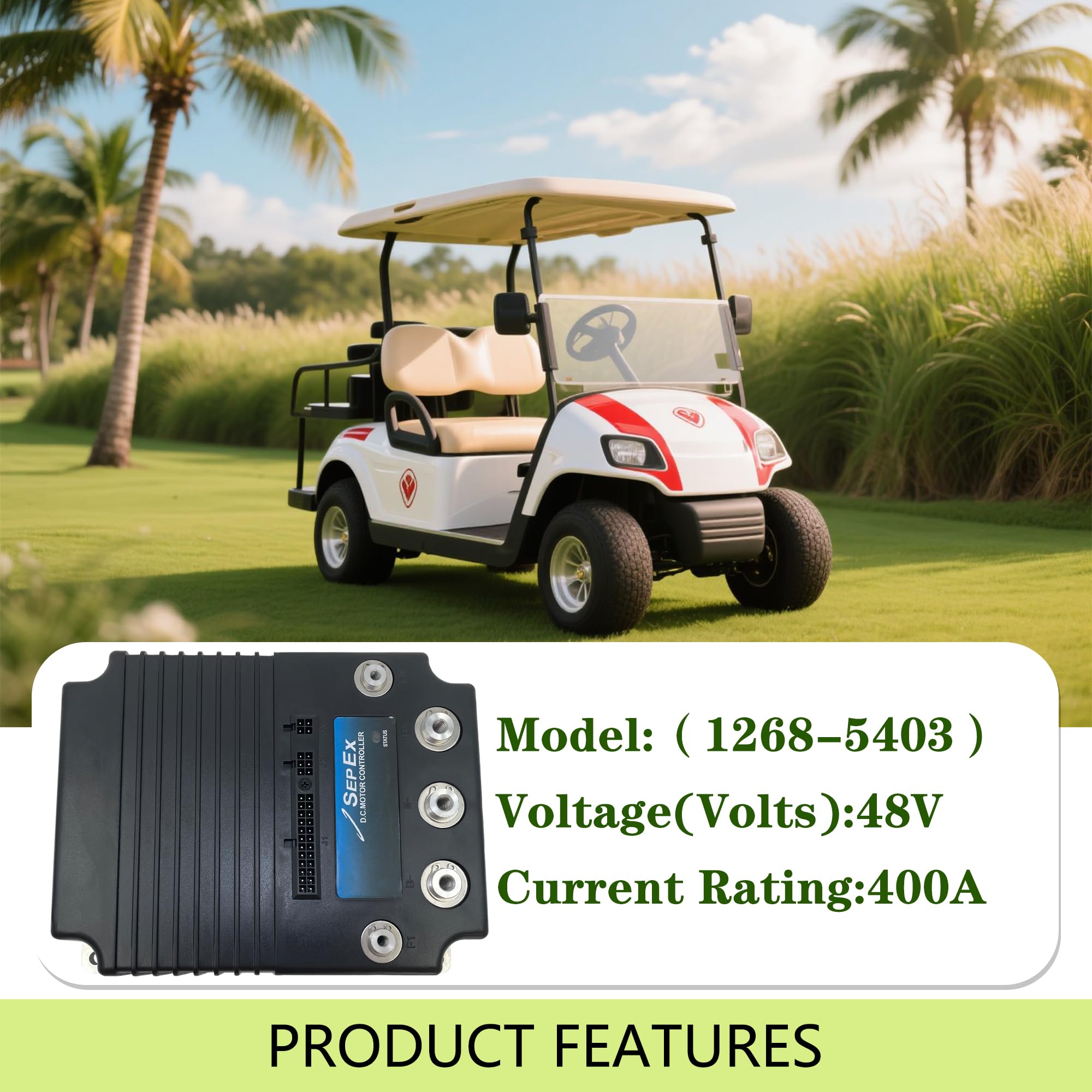 1268-5403 DC SepEx regulator prędkości silnika 36-48 V 400 A pasuje do sterownika silnika Curtis 1268 DC SepEx EZ-GO wózków golfowych samochodu klubowego