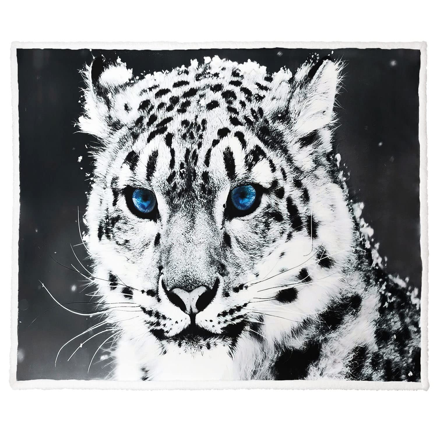 XSMEI Snow Leopard Sherpa Blanket, Animal Print Fleece Throw Blankets for Couch Sofa Bed, Super Soft Warm and Lightweight, 60" x 80"