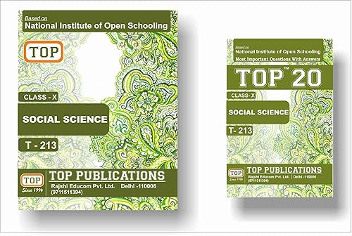 TOP NIOS Class 10 Social Science 213 Guide + TOP 20 Most Important Question Answers (Mini Book) - Set of 2 Books