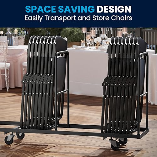 Miniatura 5 de Flash Furniture HERCULES Series - Silla plegable de plástico negro resistente de 500 libras con soportes integrados