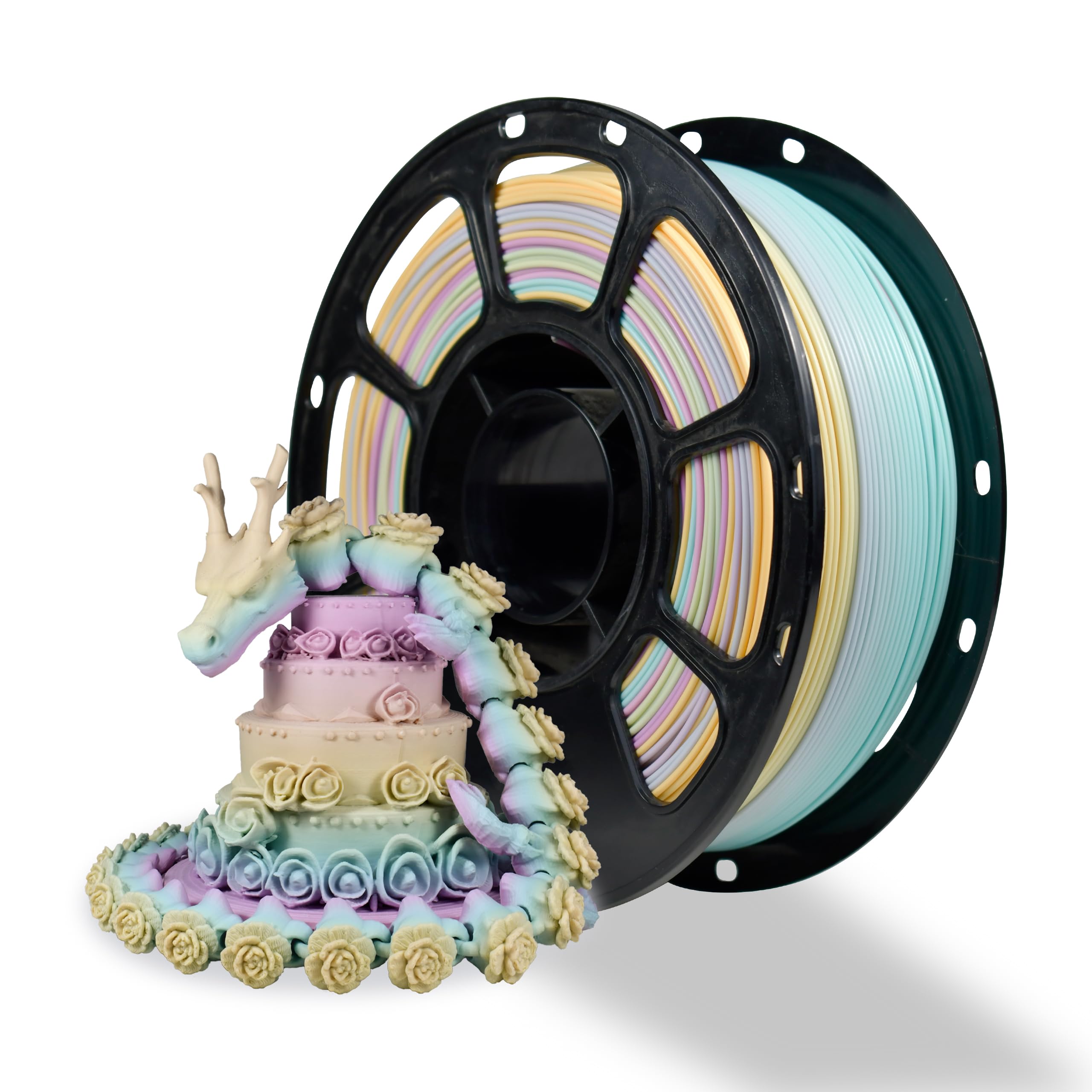 iBOSS Matte PLA+ 3D Printer Filament 1.75mm, Matt Surface &amp; Low Warping Filament 1kg Spool (2.2 lbs), Accuracy +/- 0.02 mm, Fit Most FDM Printers (Matte Marshmallow Rainbow)