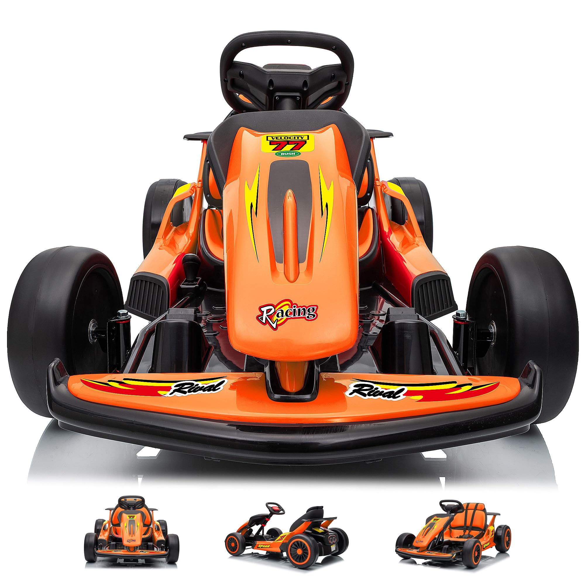 Letsgoride 24V Electric Go Kart for Kids, Drift Kart with 400W Motors, EVA Tires, Max Speed 8.1 MPH, Music, Wireless, Electric Drifting Cart Outdoor