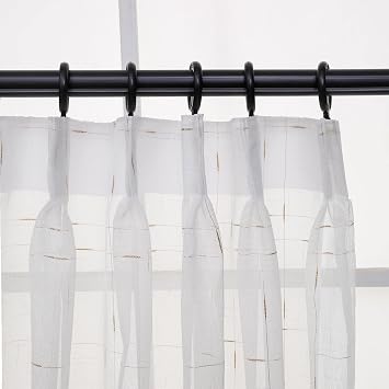 Pinch Pleat Sheer Voile Window Curtain Panels White Curtain 40 Width 63 Inch Long for Kitchen Bedroom Children Living Room Yard White with Gold, 1 Panel