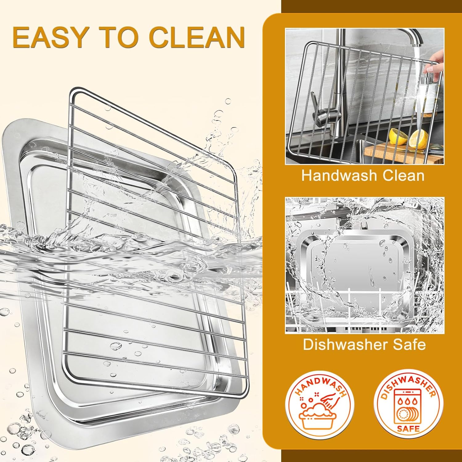 GCQ Air Fryer Accessories for Emeril Lagasse Everyday 360 Air Fryer, Including 12''×10'' Stainless Steel Air Fryer Non-stick Grill Pan Plate Tray and 12.4''×10'' Food-Grade Wire Rack Replacement Parts