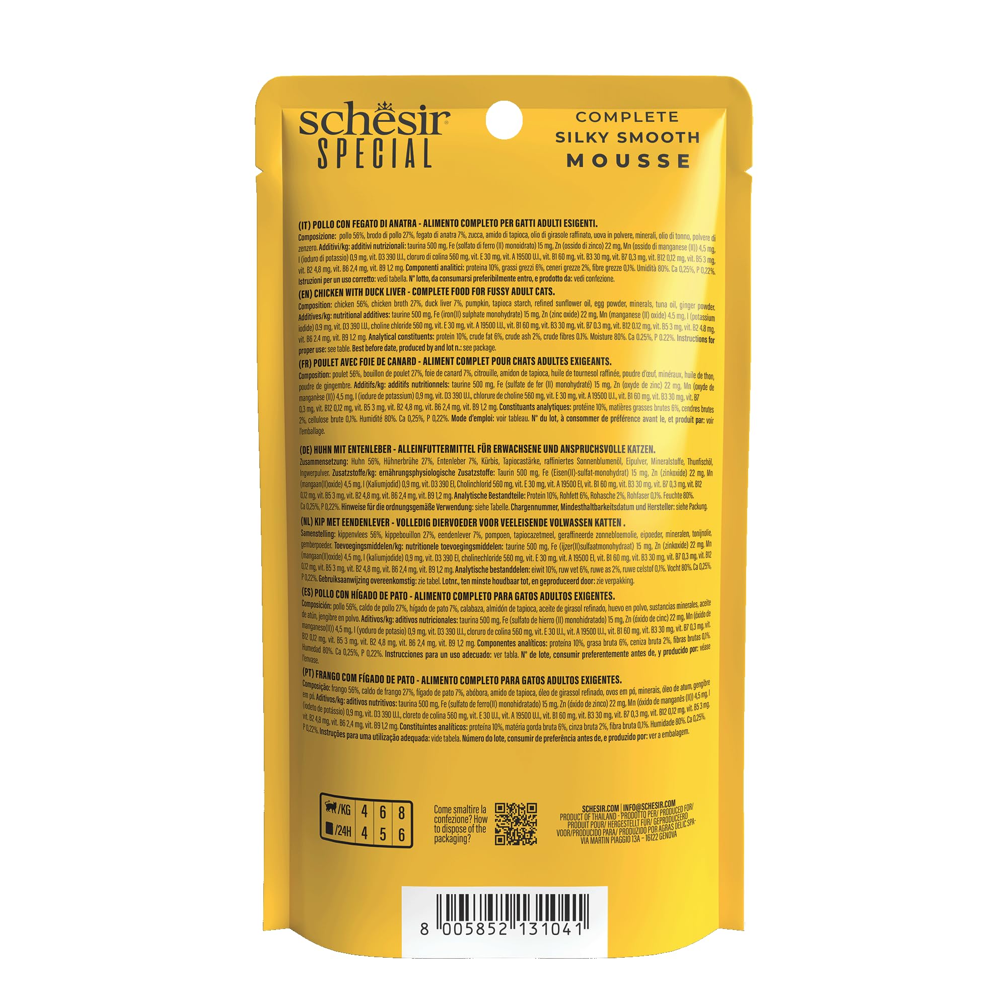 Schesir Special Exigent, Alimentation complète pour Chats exigeants (Poitrine 12 x 70 g)