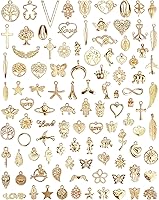 YETOOME 100pcs Mixed Golden KC Gold Alloy Charms Pendants - Bulk Jewelry Making Supplies for Necklaces, Bracelets, Crafts