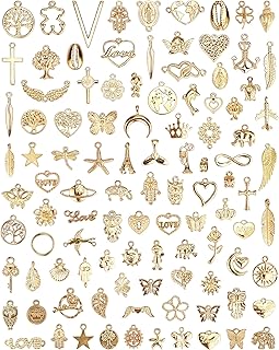 100 Pcs Wholesale Bulk Lots Jewelry Making Charms, Mixed Golden KC Gold ...