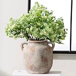 Décor de la maison Vase de fleur de céramique - 7.6 Inch Agritourisme Vases de table rustique avec poignée Salon Décoration Decorative Potterie Vintage pour plateau de cuisine Café Salle à manger LivresÉtendoir Cheminée Pièce centrale