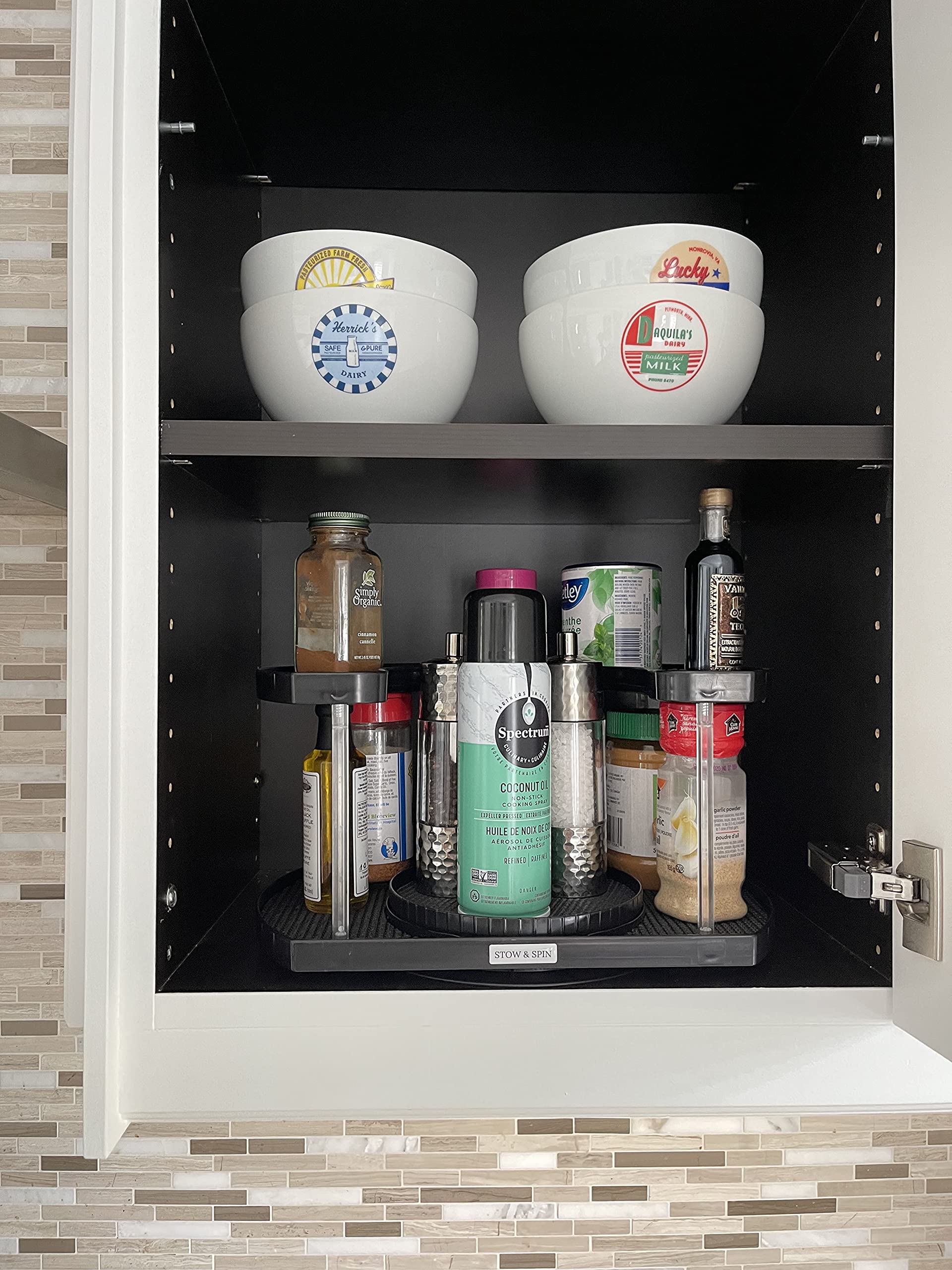 Buy Stow & Spin 2 Tier Lazy Susan Turntable Spice Rack Organizer