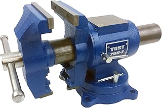 Yost Vises 5" Heavy-Duty Bench Vise, Double Swivel Rotating Vise: Head Rotates 360° Vertically, Body Rotates 360° Horizont...