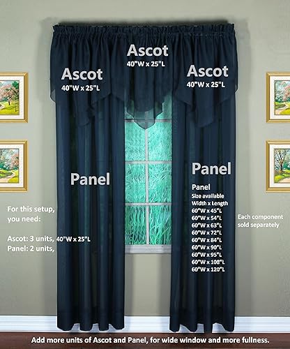 Vista 799 de Today's Curtain - Cortina Emelia de gasa original, panel de 84 pulgadas, negro, 60 pulgadas de ancho x 84 pulgadas de largo