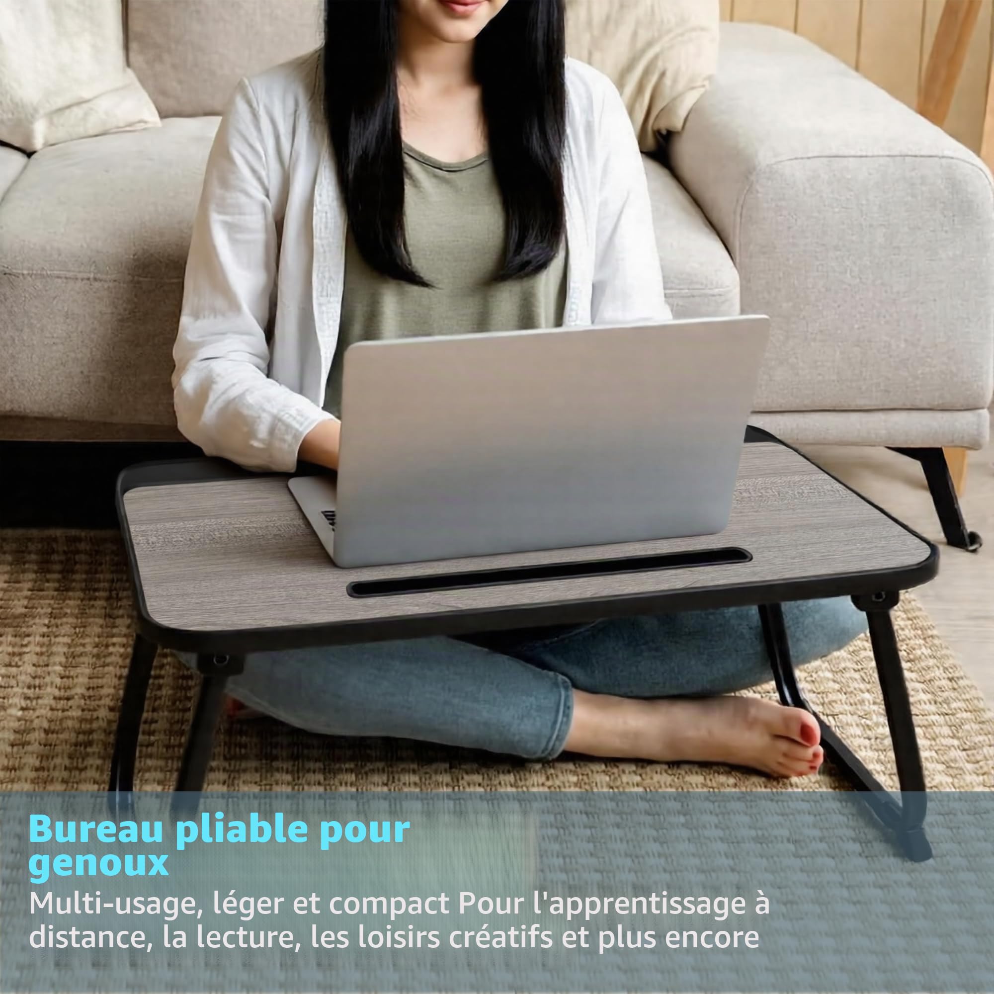 Planche de lit, Table de lit avec tiroir, pour Ordinateur, Lecture, Écriture, Repas et Regarder des Films sur Le Lit, Canapé ou au Sol, Bureau et Maison (Grey)