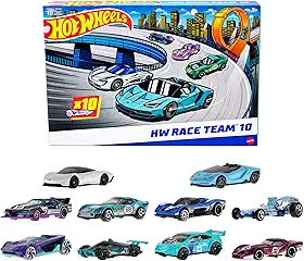 Hot Wheels Veículo de Brinquedo Pacote com 10 carros de corrida para crianças a partir de 3 anos