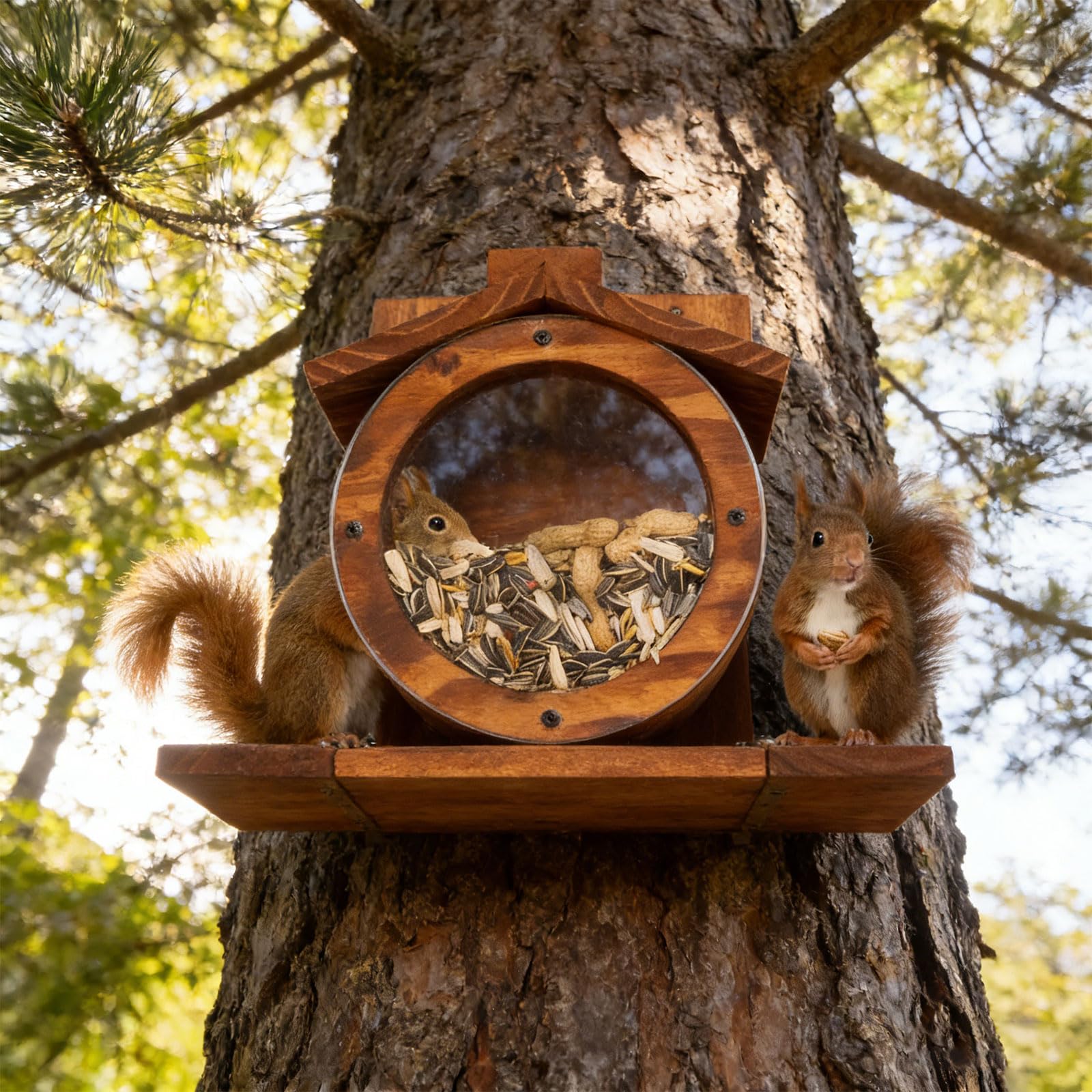 Mangiatoia in legno resistente alle intemperie con finestra di visualizzazione per osservazione degli uccelli all'aperto amanti della natura