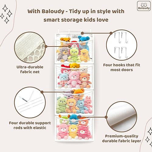 Miniatura 2 de Almacenamiento de animales de peluche, organizador de juguetes para colocar sobre la puerta para peluches, rellenos y juguetes suaves, bolsa de