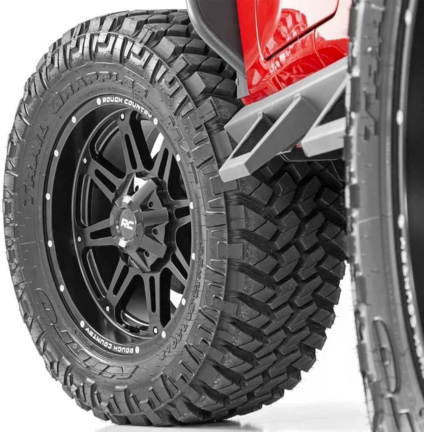 Rough Country 94 Series One-Piece Aluminum Wheel - 20x9, 6x5.5"/6x135mm Bolt Pattern, +0mm Offset, Matte Black w/Milled Accents