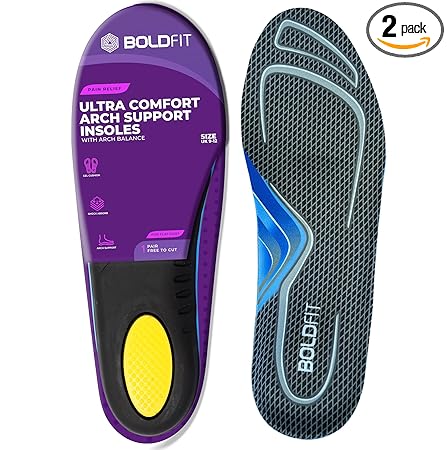 Boldfit Arch Support For Flat Feet Silicone Insole for Shoes Men & Women Flat Foot Correction insoles Orthopedic Gel Flat Feet Arch Support Insole, Plantar Fasciitis Arch Support Trim to Fit UK 9-12