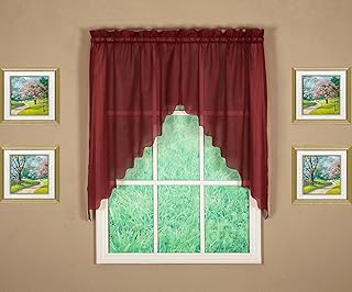 Today's Curtain Emelia Original Voile Swag Pair 38", Burgundy, 60"W x 38"L
