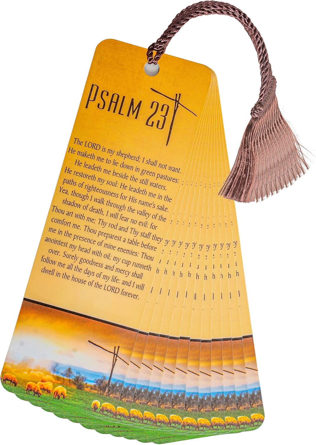 Dicksons Psalm 23 Cross Sheep Golden Pasture Cardstock Tassel Bookmarks Pack of 12