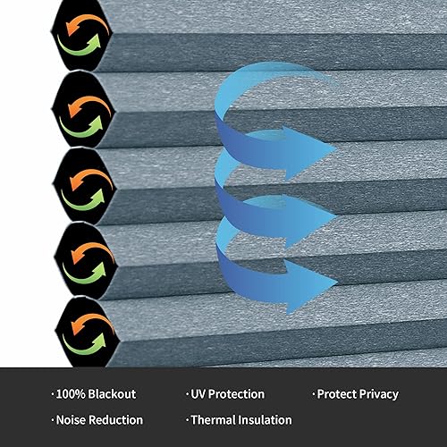 Miniatura 3 de Homebox Persianas celulares 100 % opacas sin cordones para el hogar, persianas para ventanas de interior, persianas de panal de 23 pulgadas de ancho