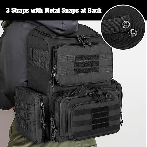 Miniatura 5 de DSLEAF Bolsa táctica para pistola con capacidad para 12 cargadores y 2 pistolas, bolsa para pistola con sistema Molle que se adapta a la mayoría de