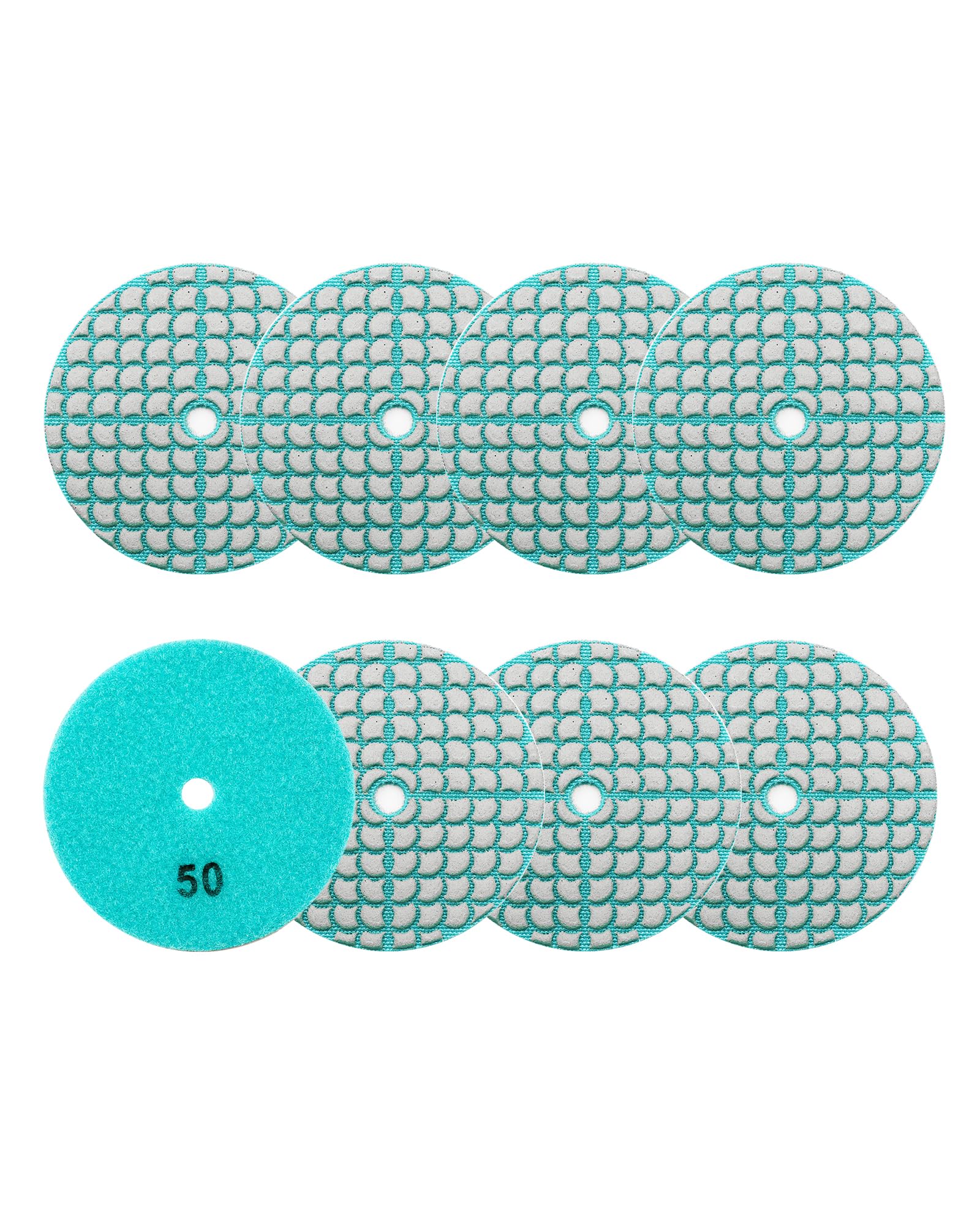 SANLEETEK Dry Diamond Polishing Pads - 100MM 8pcs Grit 50 Polish Pad Kit