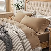 Vista 11 de PURE ERA - Juego de sábanas punto jersey de 4 piezas, 100% algodón, supersuaves, cómodas, transpirables, para colchones de hasta 20 pulgadas, Gris