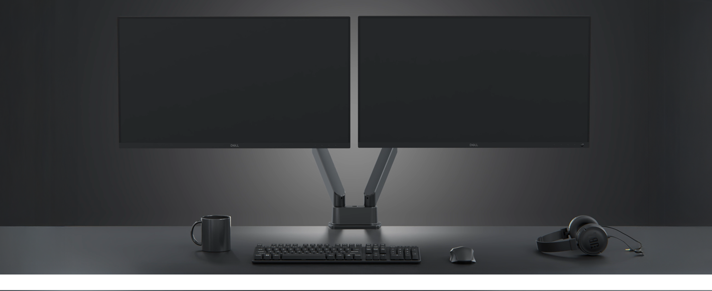 Eveo Supporto Doppio Monitor Premium – Bracci A Molla Gas Per 2 Schermi Da 36-89 Cm – VESA 75/100 – Regolabile In Altezza – Rosso