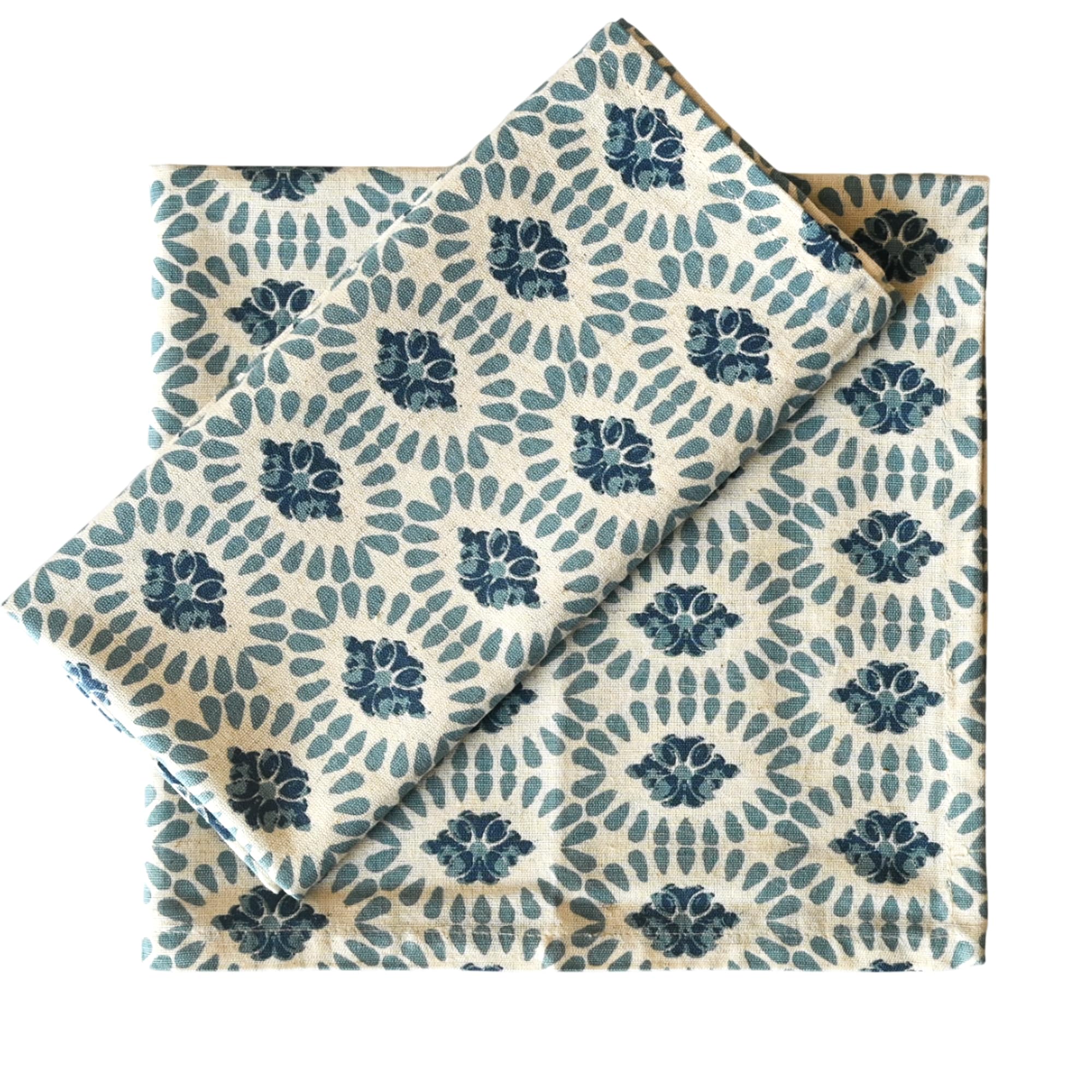 FINGERCRAFT Cloth Napkin Set of 12 Cotton Linen Blend Mitered Corner Printed Table Napkins Washable and Reusable Dinner Cloth 20x20In Moroccan Beauty