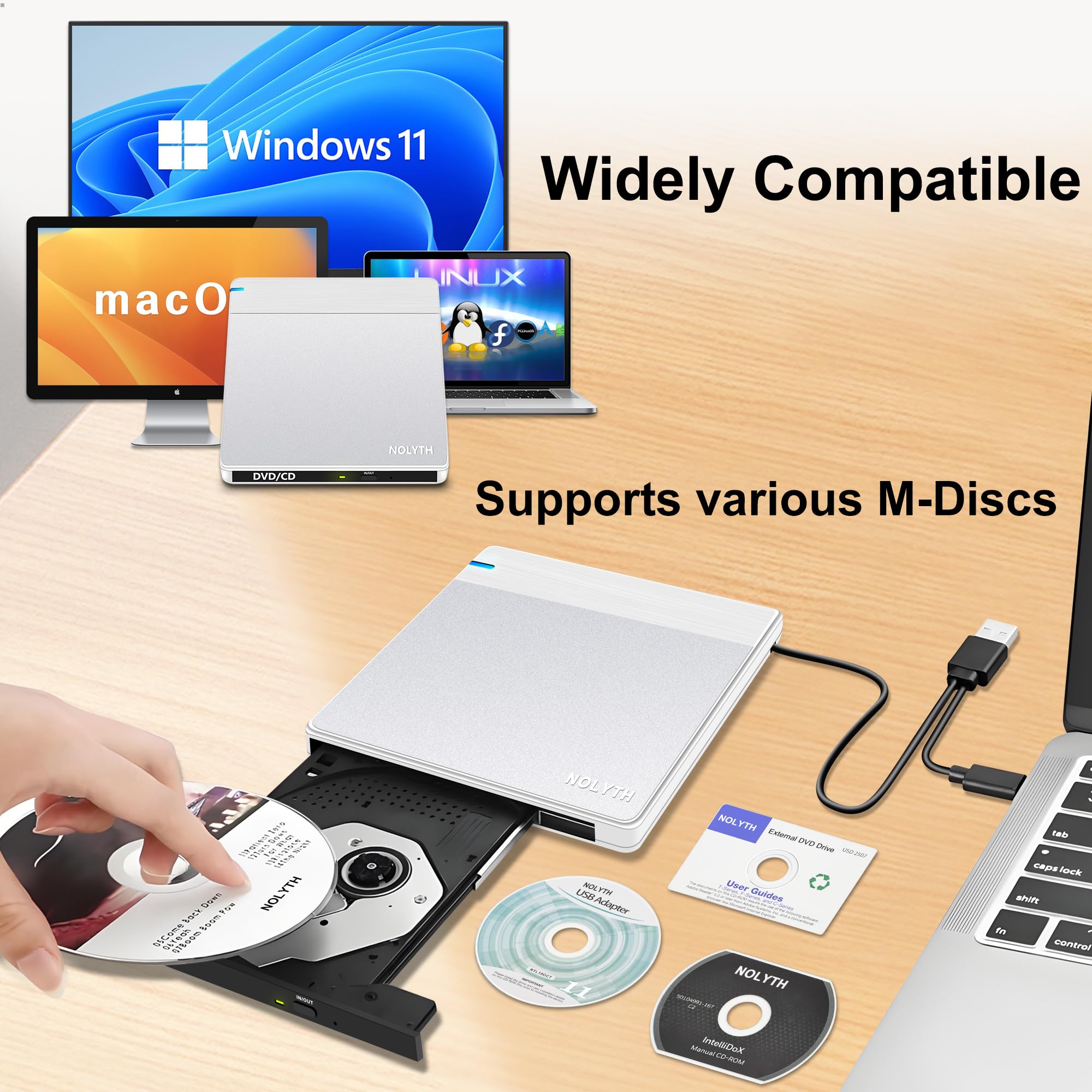 Amazon.co.jp: NOLYTH Mac用外付けCDドライブ:USB 3.0 Type-C DVD