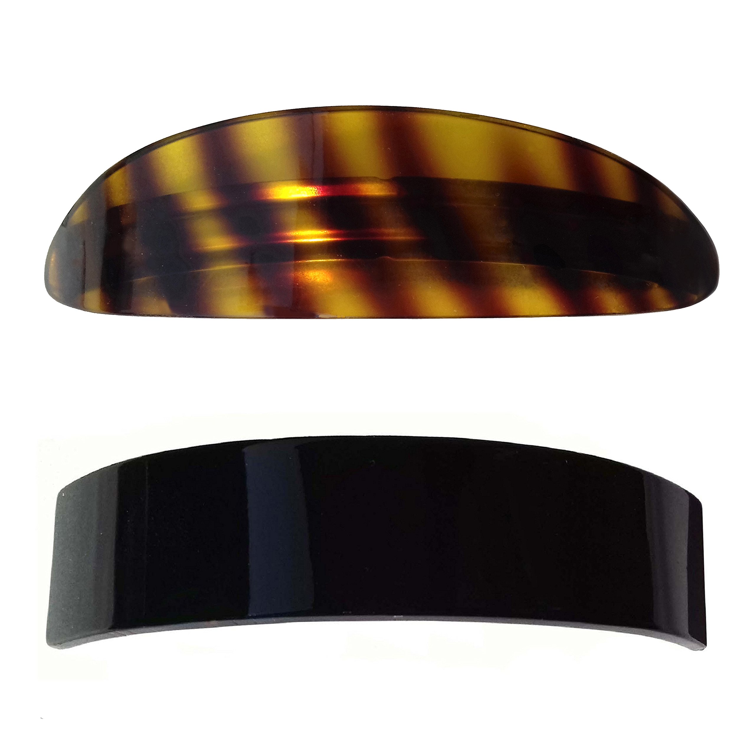 Black & Yellow Plastic Shiny Hair Ponytail Barrette Alligator Buckle Clutcher Clip for Women - Pack of 2-image-27