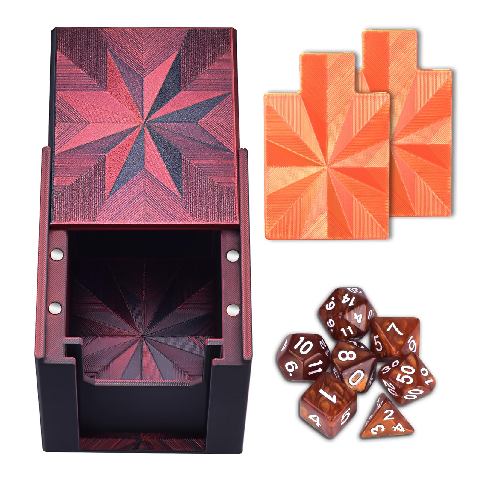 ATOMUS 3D Printed Commander Deck Box, Holds 100+ Double-Sleeved Cards, Magnetic Closure Trading Card Case Compatible with MTG PLA Card Holder for Collectors (red)