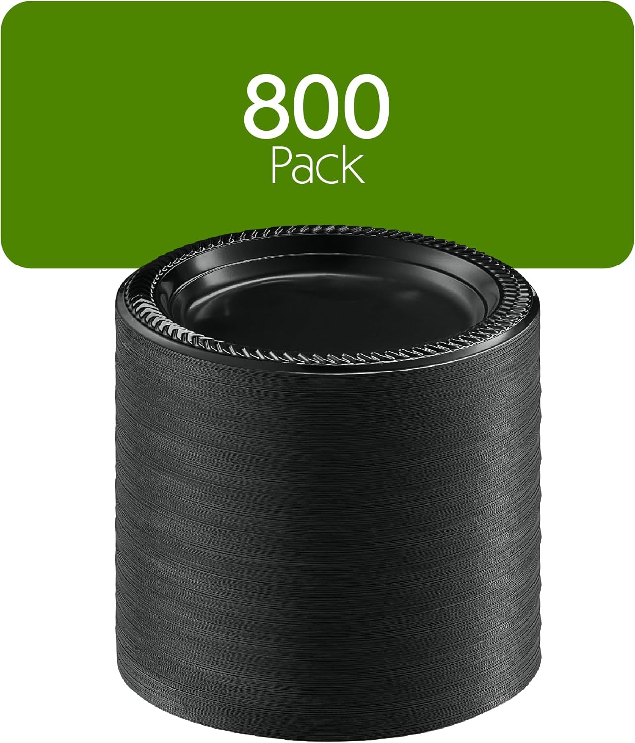 PLASTICPRO 800 PCS Black Plastic Plates Light Weight 6 Inch Plastic Dessert Plates Black Plates Disposable for Party and Wedding