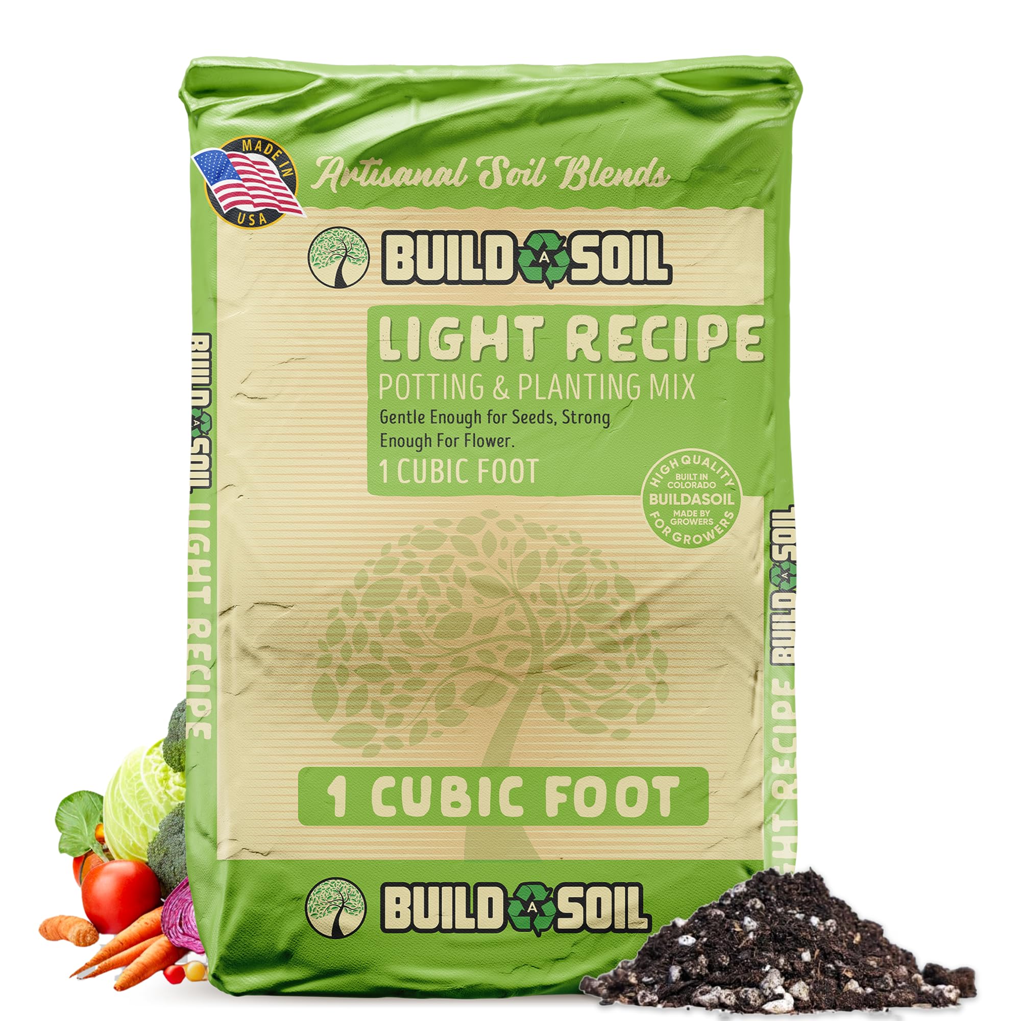 BuildASoil Light Garden Soil for Indoor & Outdoor Plants (1 Cubic Foot)