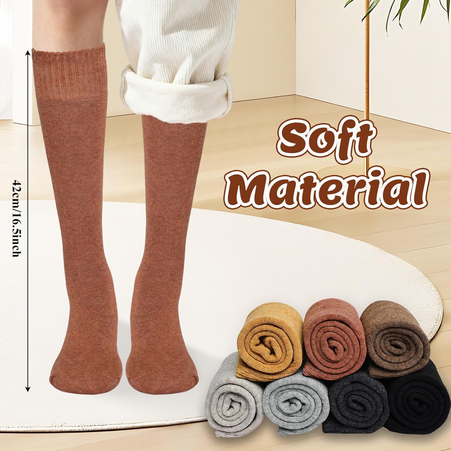 7Pcs Thigh Knee High Thermal Socks for Women Warm Long Winter Boot Sock Thick Stocking for Cold Weather Hiking Skiing - Image 2