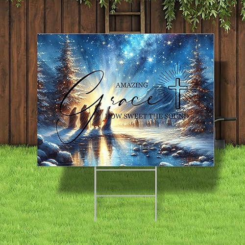 Miniatura 4 de Letreros de Pascua cristianos personalizados para patio con estacas Amazing Grace How Sweet The Sound Retro Jardín Piscina Decoración de césped al