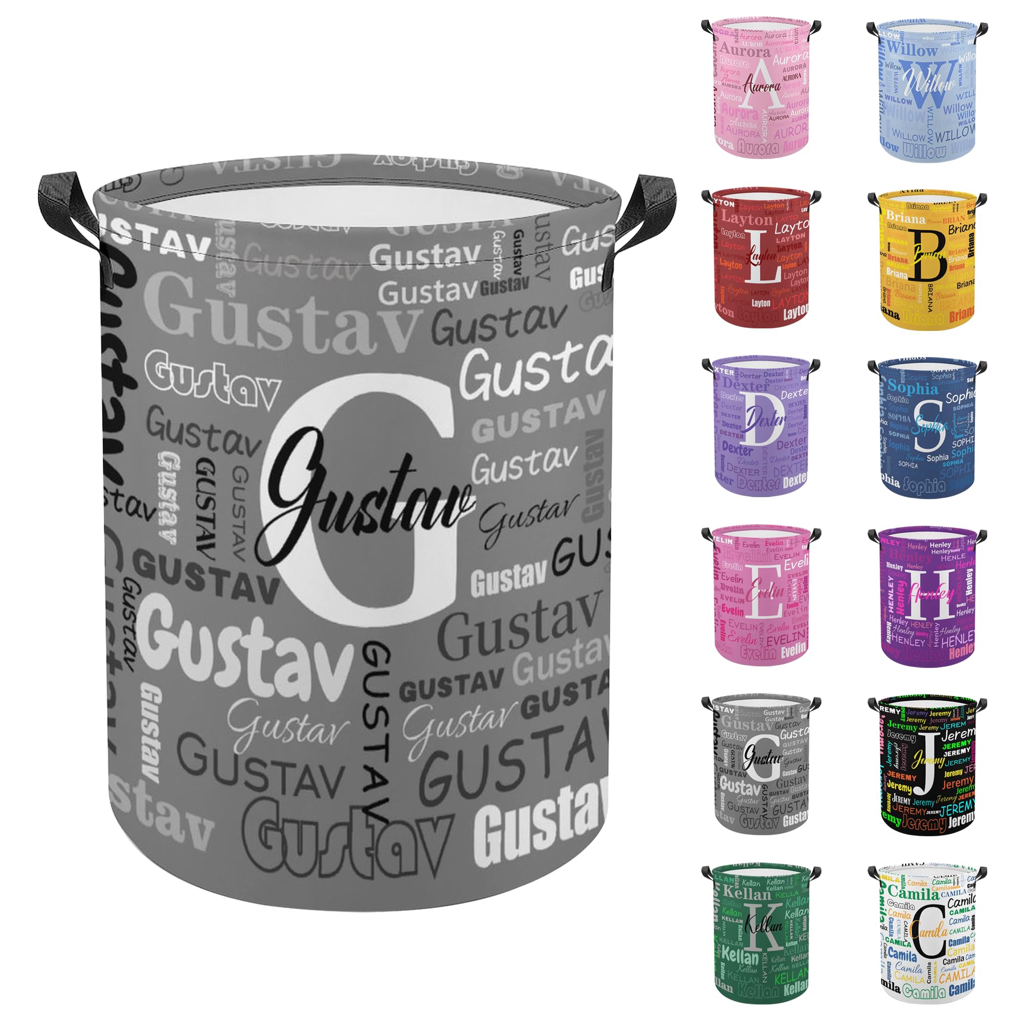 Personalised Name Laundry Hamper, Custom Laundry Basket with Name for Boys Girls Kids Women Men, Customized Dirty Clothes Hamper Storage Basket for Bathroom Bedrooms Gifts for Baby Boys Girls