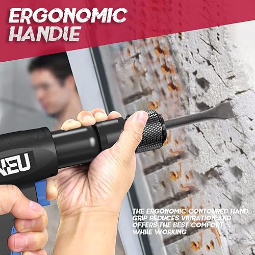 Miniatura 4 de Martillo neumático, kit de cincel de aire de barril corto NEU PNEUPACTURE de 7.480 in, con 4 cinceles, con retenedor de cambio rápido, cincel de