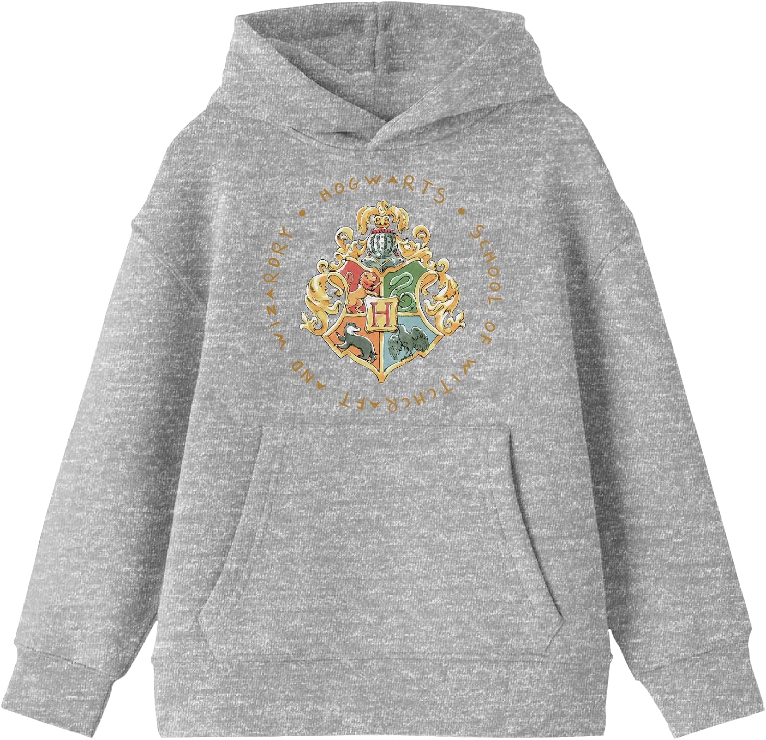 Bioworld Harry Potter Hogwarts School Crest Boy's Heather Gray Sweatshirt