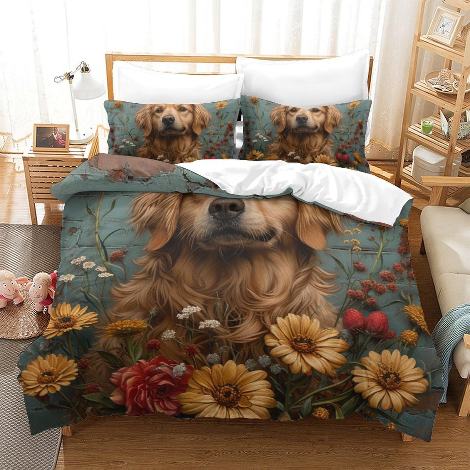Parure de lit Golden Retriever 220x240 : finis les tissus rêches qui ternissent